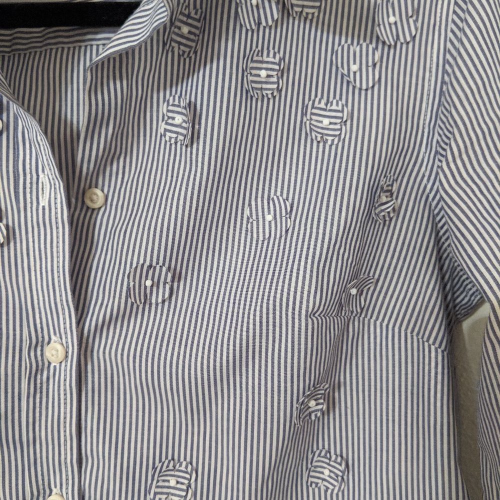 A New Day Stripped Blouse with Flower Details (S)